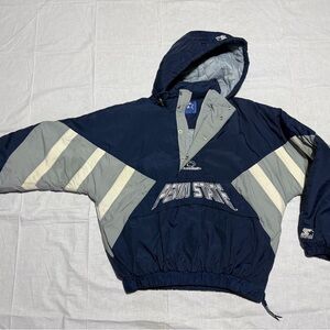Vintage 90s! Penn State University Starter Pullover Windbreaker Coat Jacket